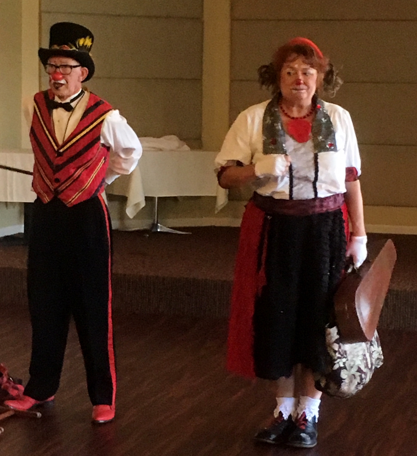 Robin Eurich and Karen Bell from Circus Arts Conservatory Entertain at the Nov. Luncheon.