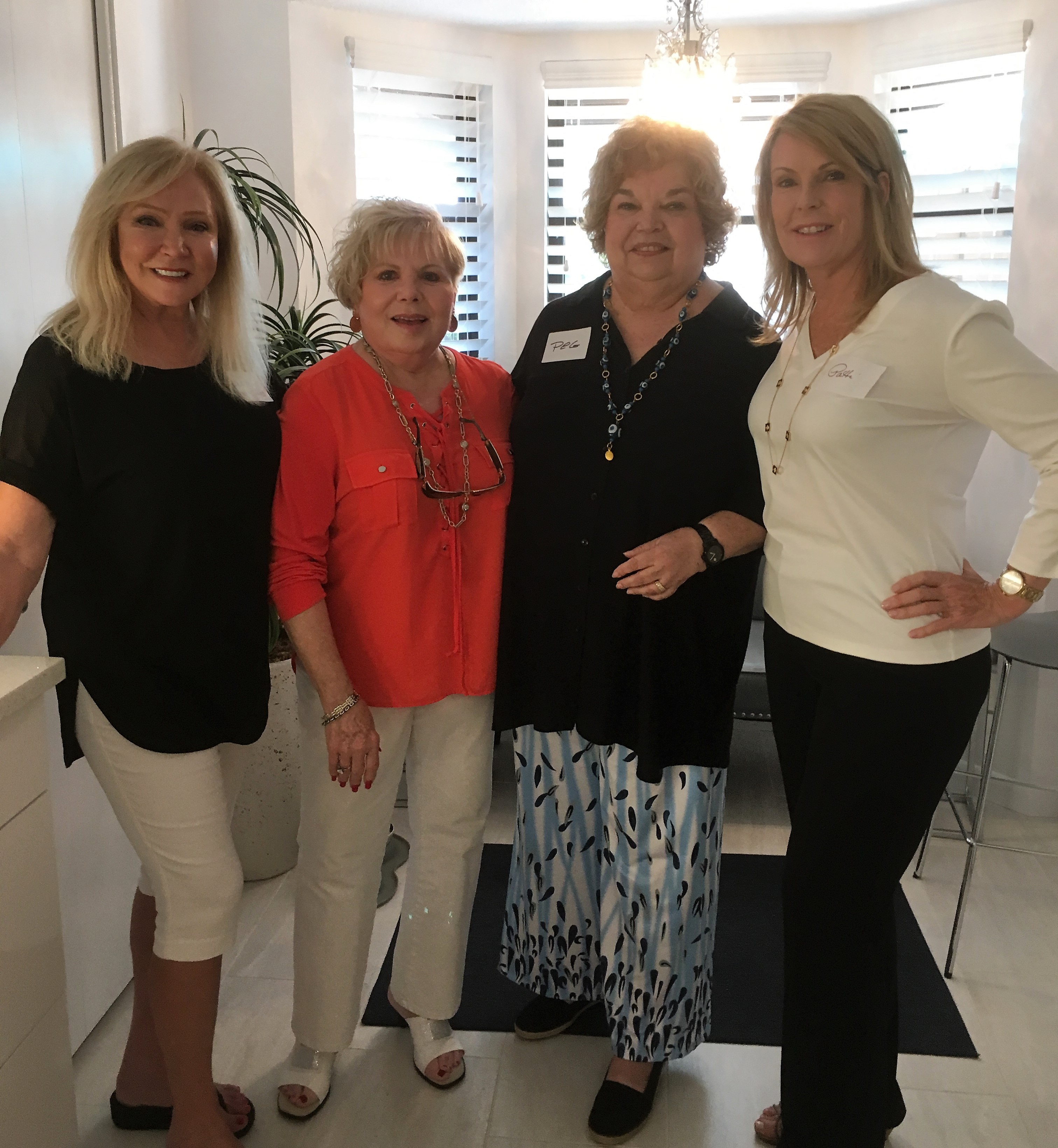 Lee McComas, Donna Hampton, Peg McKinley and President Patti Hernandez at the September Mix and Mingle at Lee’s lovely home.