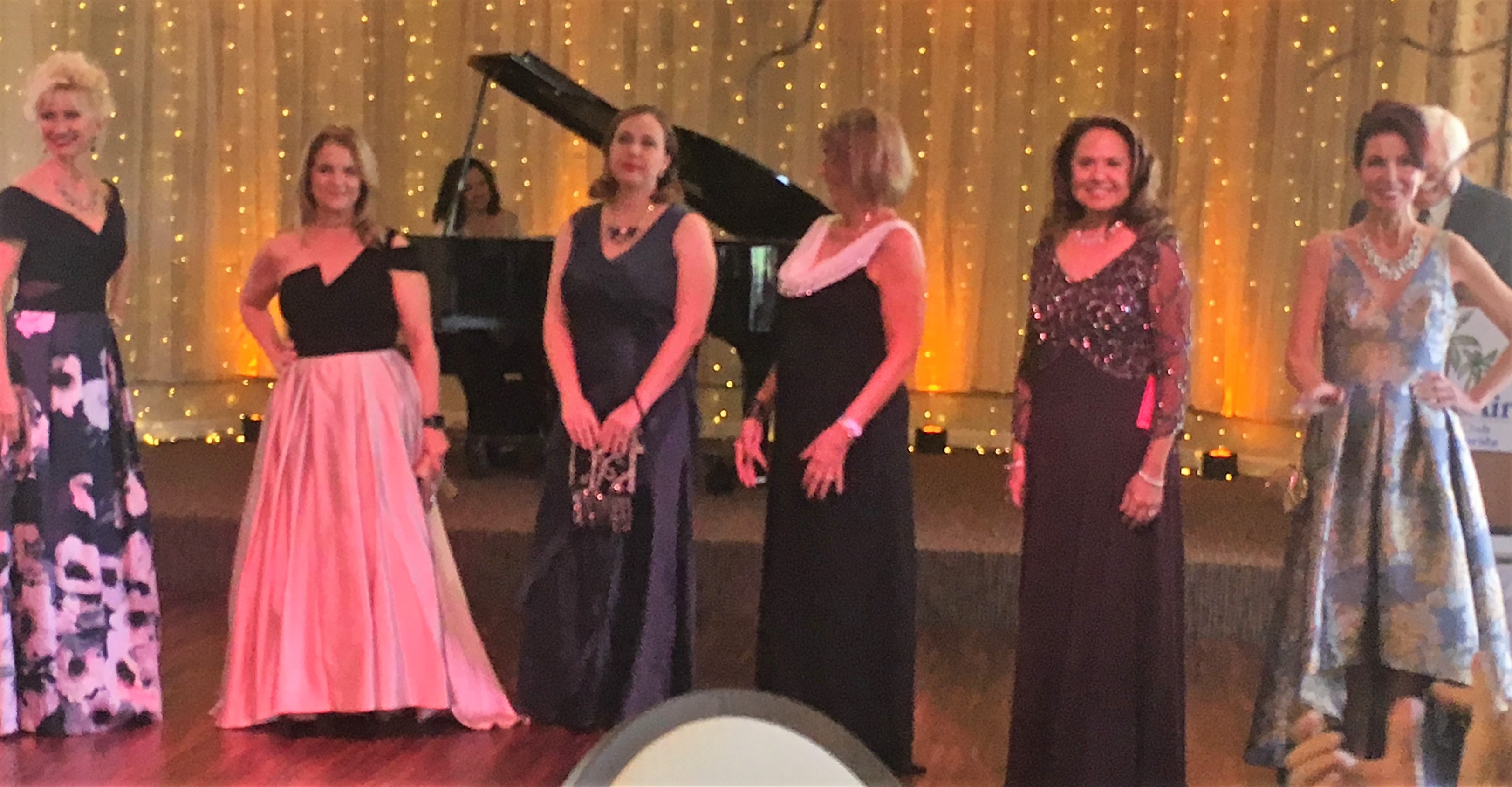 Melodie Dickerson, Chief of Police Bernadette DiPino, Andrea Knies, Kathleen Allen, Dodie Shuert and Katherine 
						Pike gather together on stage after the show.